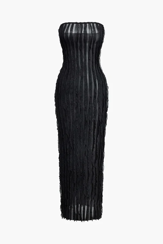 Textured Strapless Maxi Dress