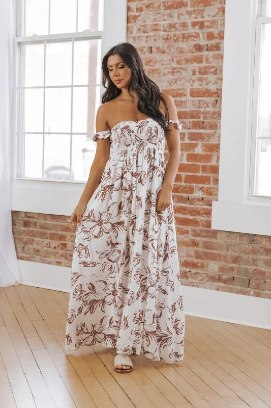 MUSE White Floral Off The Shoulder Maxi Dress - FINAL SALE