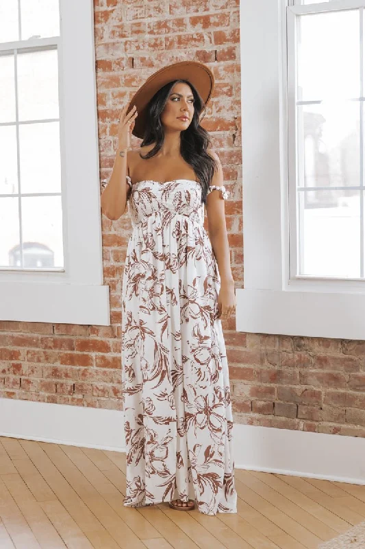 MUSE White Floral Off The Shoulder Maxi Dress - FINAL SALE