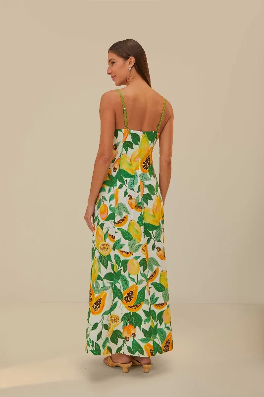 Papaya Salad Scarf Sleeveless Maxi Dress