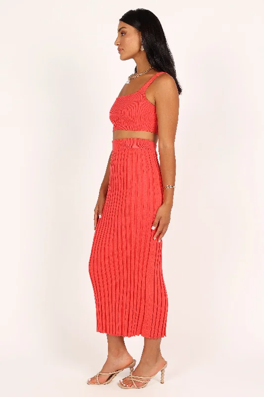 Quinn Rib Knit Set - Coral