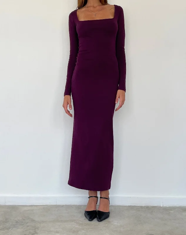 SAMAIRA DRESS RIB AUBERGINE