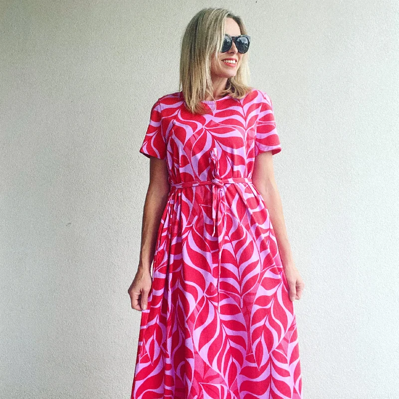 Unbe-leaf-able Pink  Maxi Dress