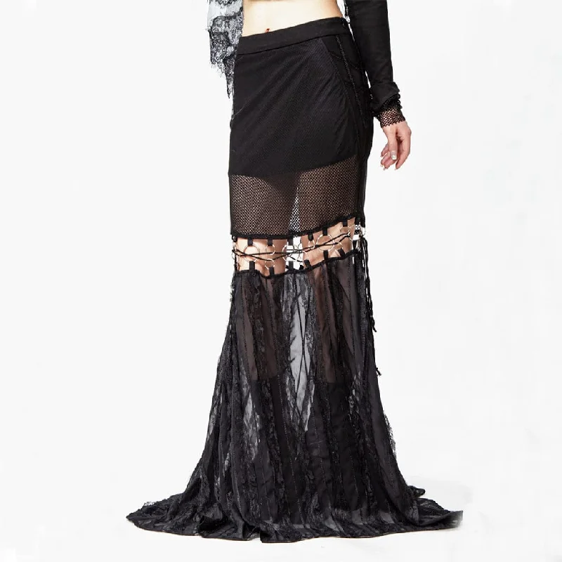 Women's Gothic Cutout Splice Long Skirt