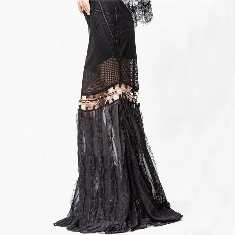 Women's Gothic Cutout Splice Long Skirt