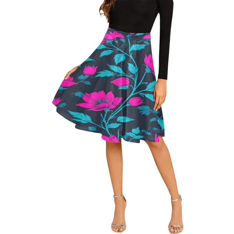 Women's Pleated Midi Skirt (Model D15)