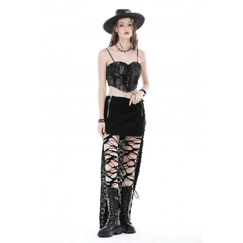 Women's Punk Ruched Ripped High-low Skirt