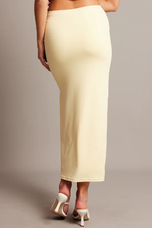 Yellow Midi Skirt High Rise Supersoft Lined